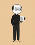 Padre Leo, Kind but exhausted priest. Reluctant peacemaker. Kindly Offensive character, holding a mug.